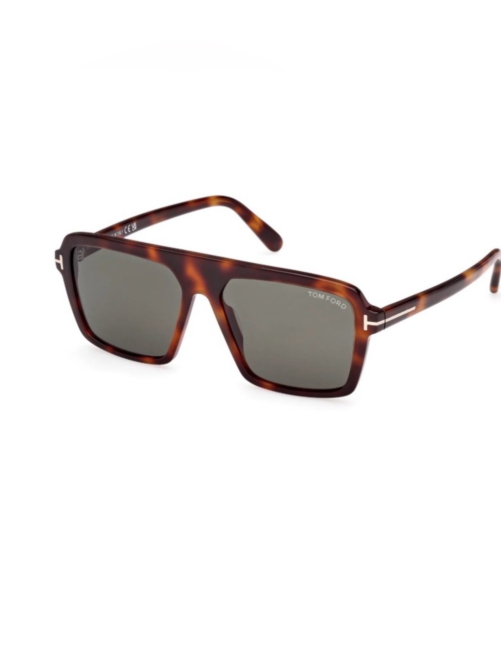 Tom Ford Tortoiseshell Square Sunglasses - Tortoise Frame/Green Lenses